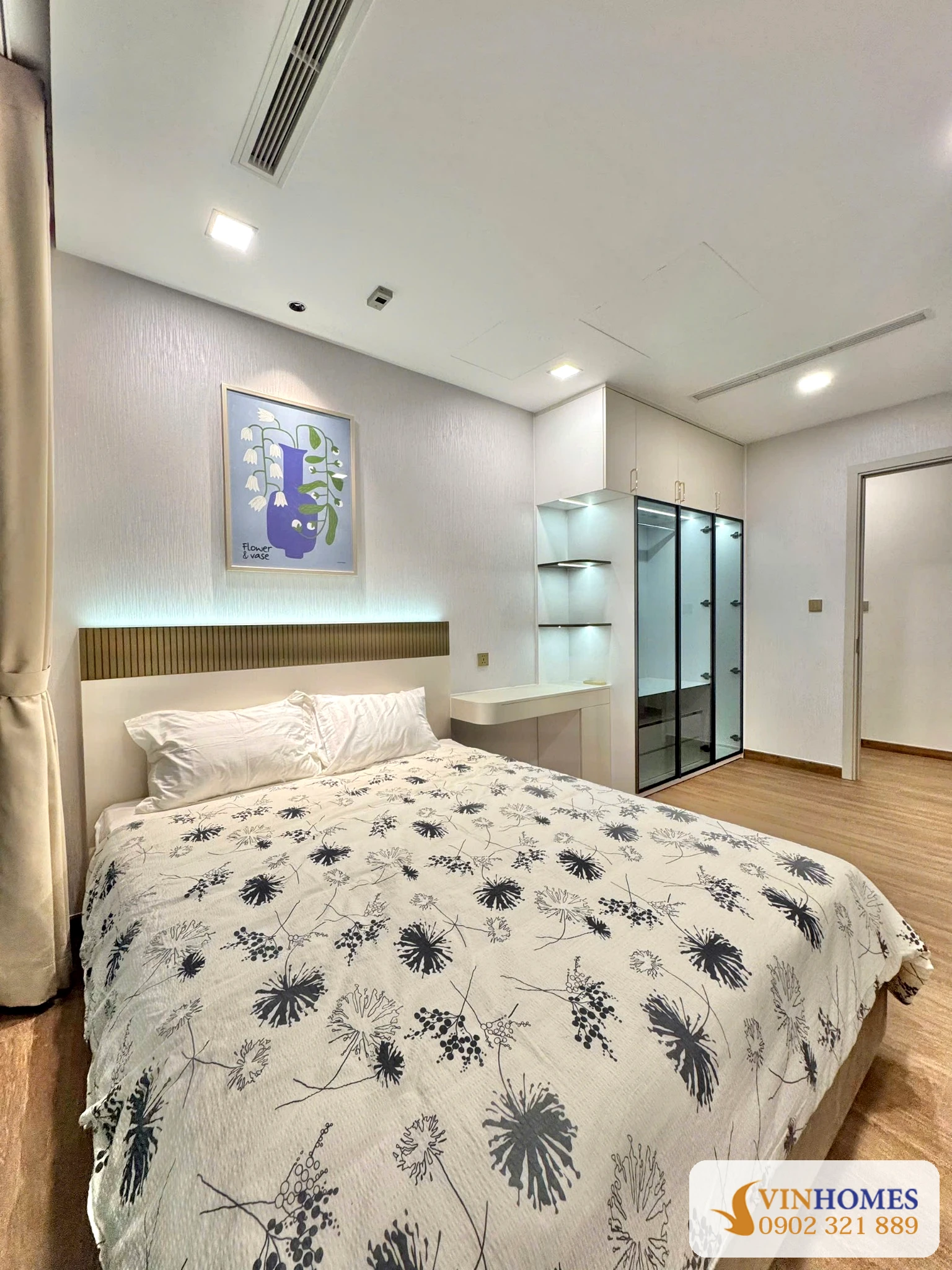 Phòng ngủ căn hộ P6A-42.09 Vinhomes Central Park 2 phòng ngủ full nội thất